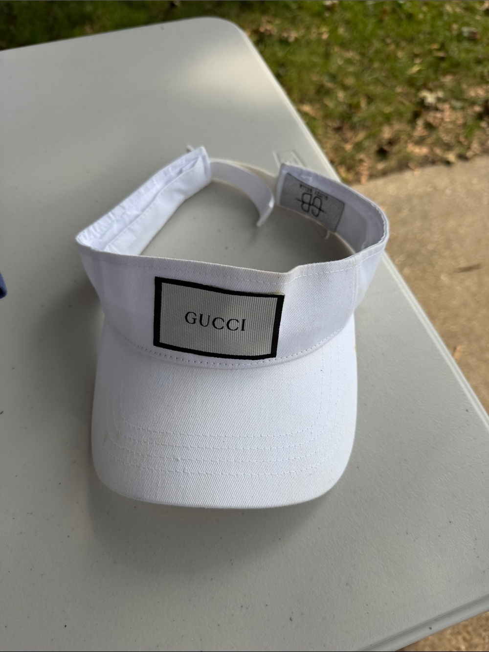 White Visor with Black-Trim Logo Patch